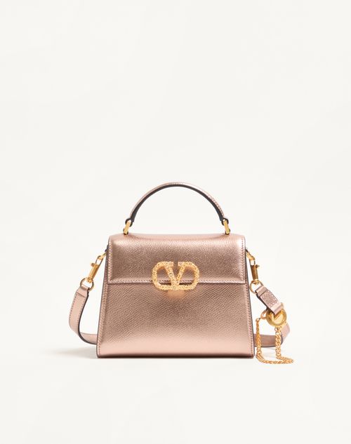 Valentino Garavani - Valentino Garavani Vsling Mini Handbag In Laminated Grainy Calfskin With Jewel Logo - Rose Cannelle - Woman - Top Handle Bags